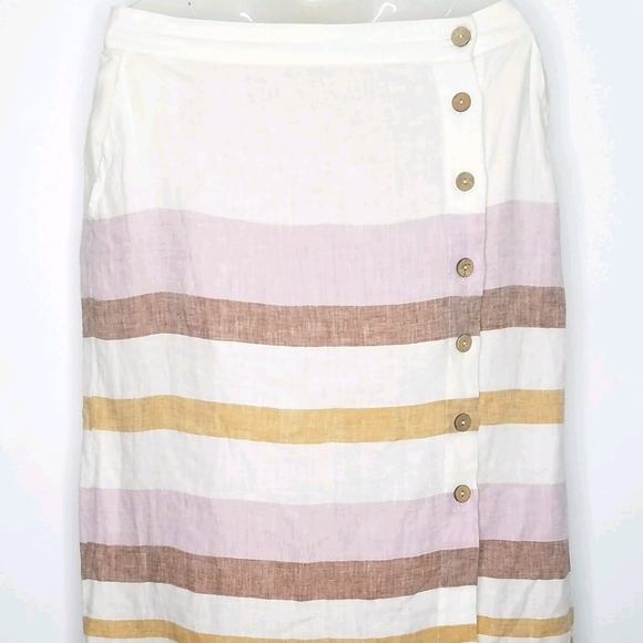 Rachel Zoe Midi Linen Stripe Skirt Size Large - Picture 2 of 7